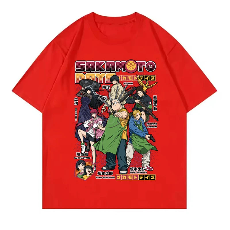 2025 New Design Anime T-shirts Sakamoto Days Short Sleeve Retro Tops Tees Streetwear Men Clothing Sakamoto Days Summer T-shirt