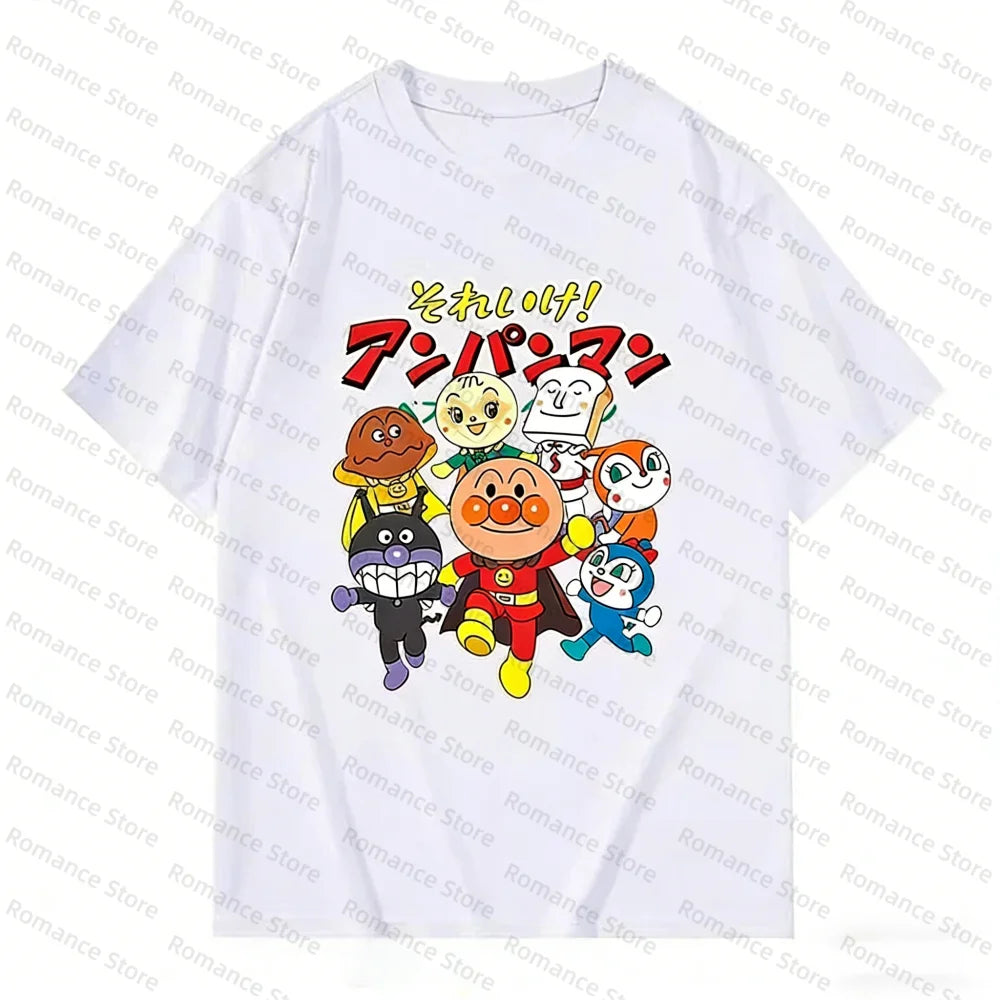 Anpanman All Friends Group Print T-shirt Men's Shirt Women t-shirt Anime Short Sleeve Tees Casual Summer Daily Wear Cartoon Tops