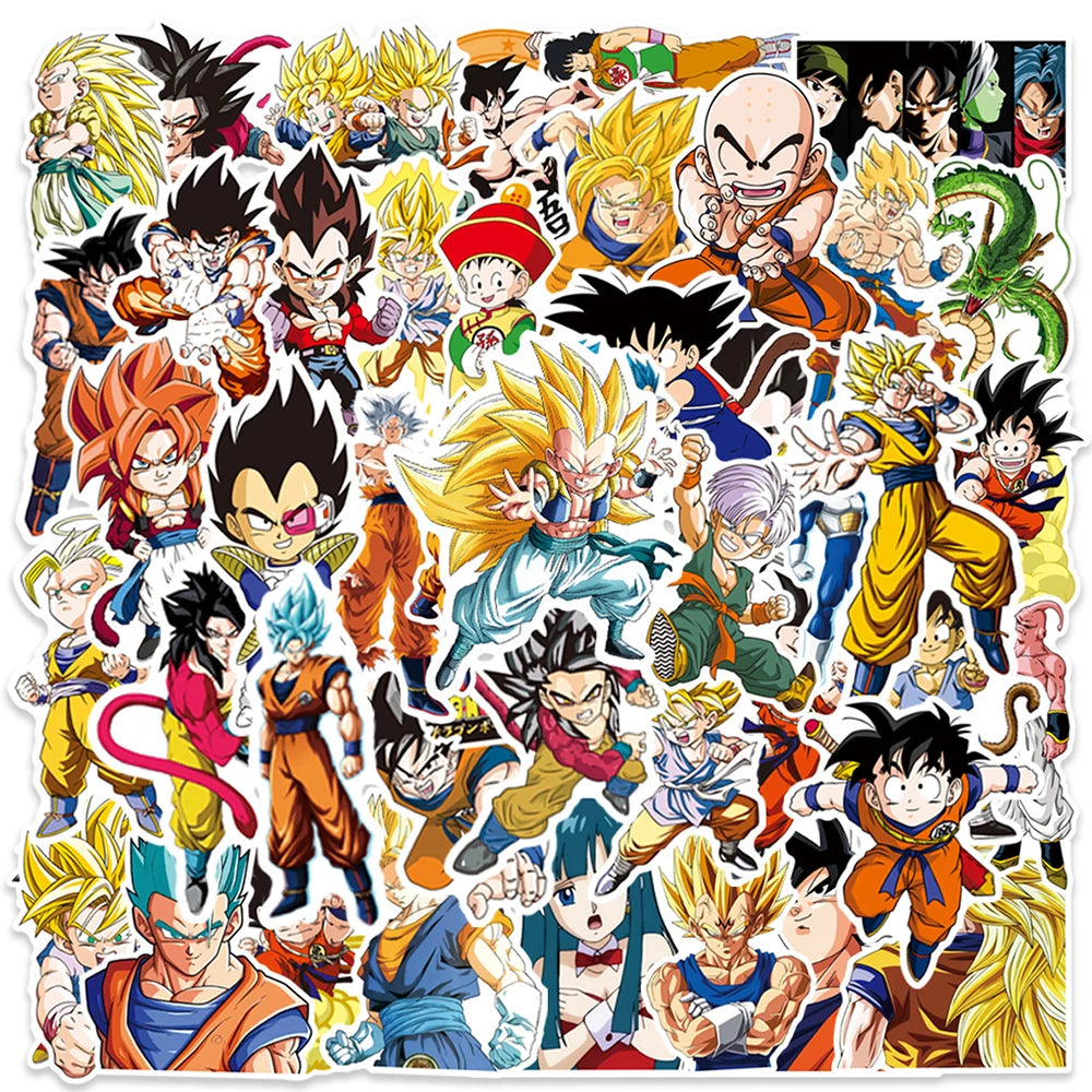 50/100pcs Cool Anime Dragon Ball Stickers for Kids Toys Son Goku Cartoon Decals DIY Skateboard Laptop Motorcycle Sticker Packs