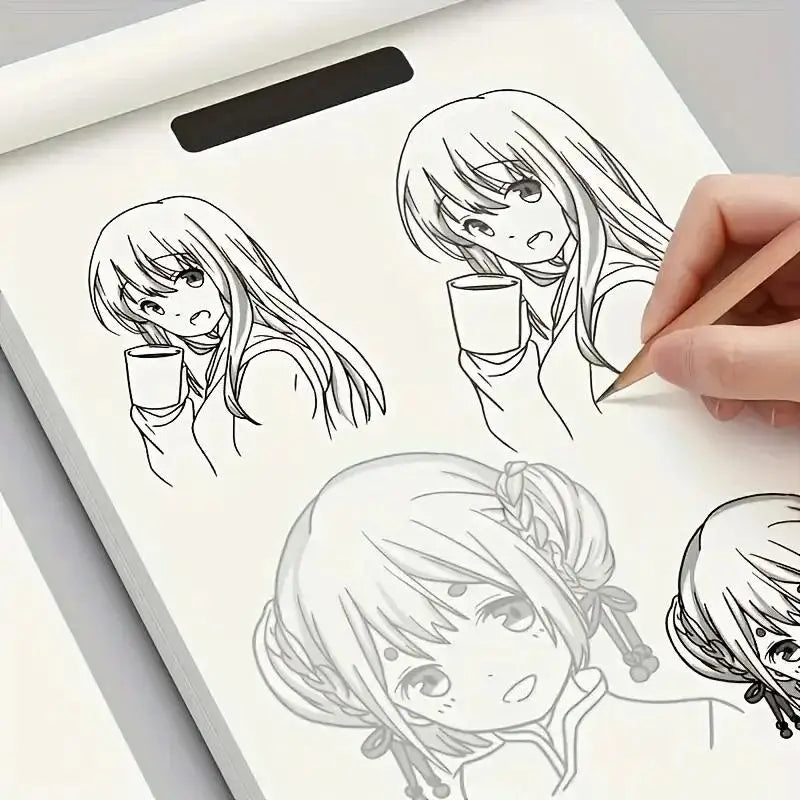 48Pages Anime Character Line Art Drawing Book Simple Hand Drawn Outlines Sketch Book For Beginners Tracing & Painting Practice