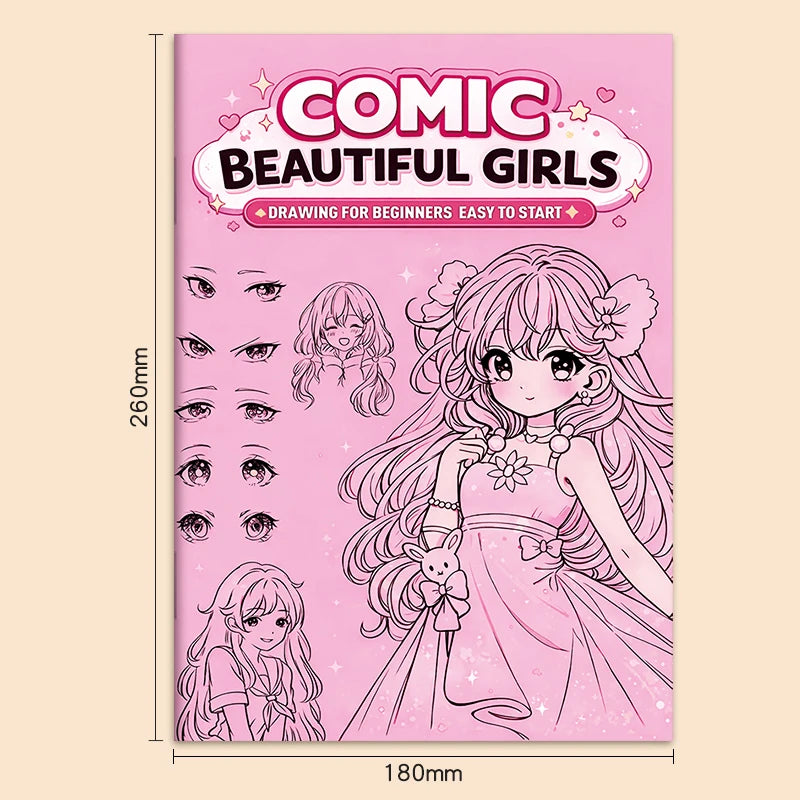 Cute Anime Girl Line Drawing Album, 32-Page Exquisite Sketching and Tracing Book, Manga Coloring Book, Suitable for Beginners, Featuring Various Anime Characters, for Practicing Tracing, Hand-Drawn Outlines, and Coloring, Sui