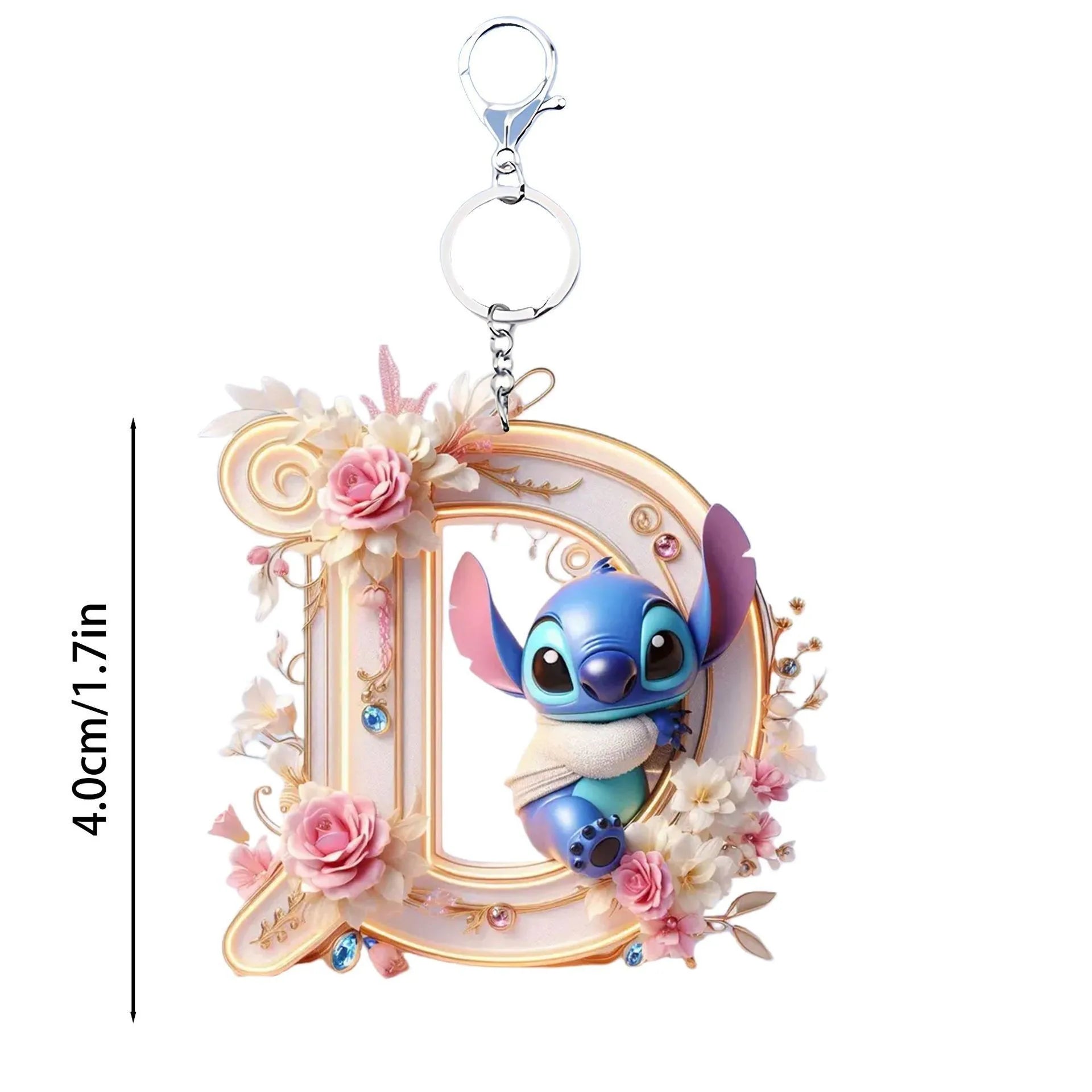 Acrylic flat 2D Stitch 26 English letters Pendant Keychain Rearview Mirror Pendant Birthday Cake Ornament Gift Animation