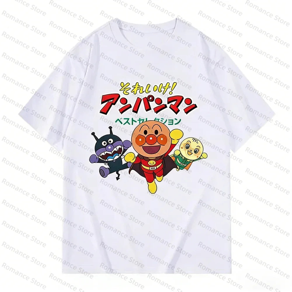 Anpanman All Friends Group Print T-shirt Men's Shirt Women t-shirt Anime Short Sleeve Tees Casual Summer Daily Wear Cartoon Tops