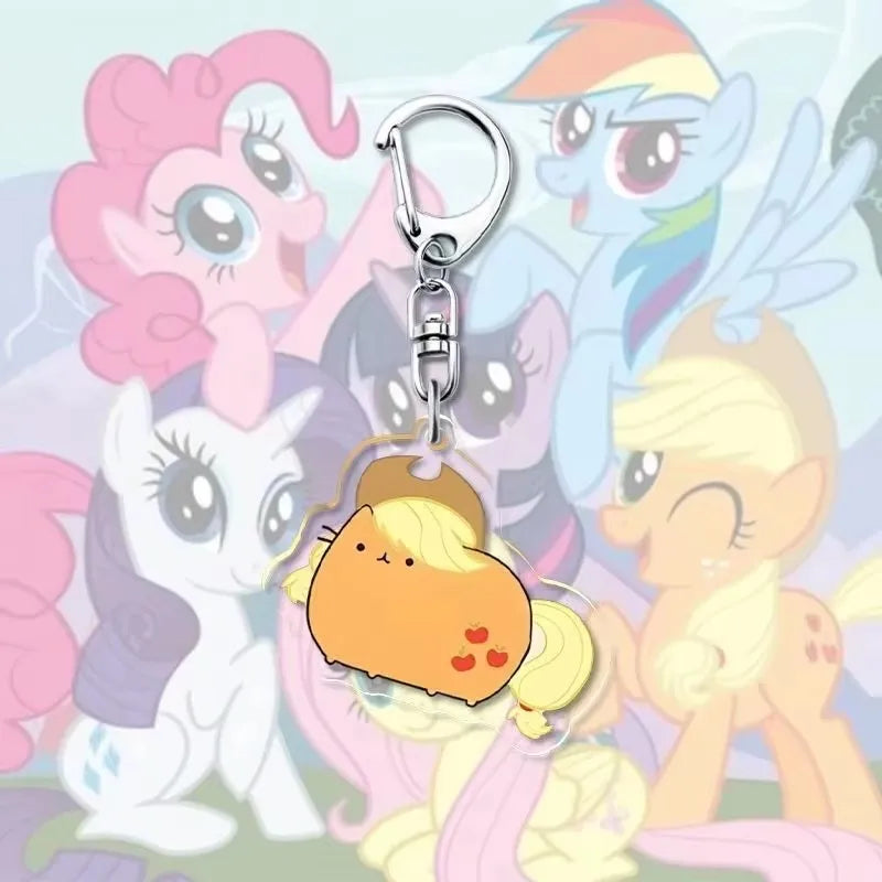 1pcs My Little Pony Keychain acrylic Pendant Anime Keyring Cartoon Decorative Pendants
