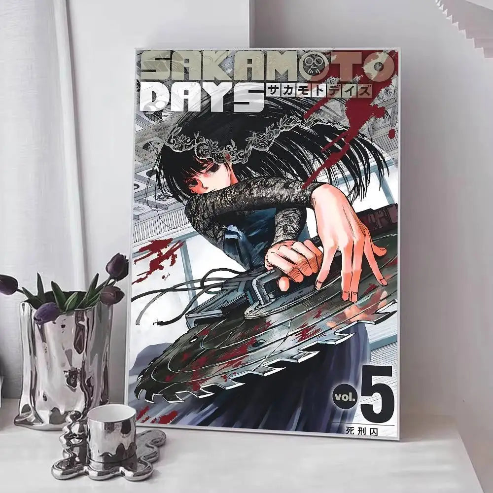 Popular Japanese Anime S-SAKAMOTO D-DAYS Manga Posters Fancy Wall Sticker for Living Room Bar Decoration Wall Decor