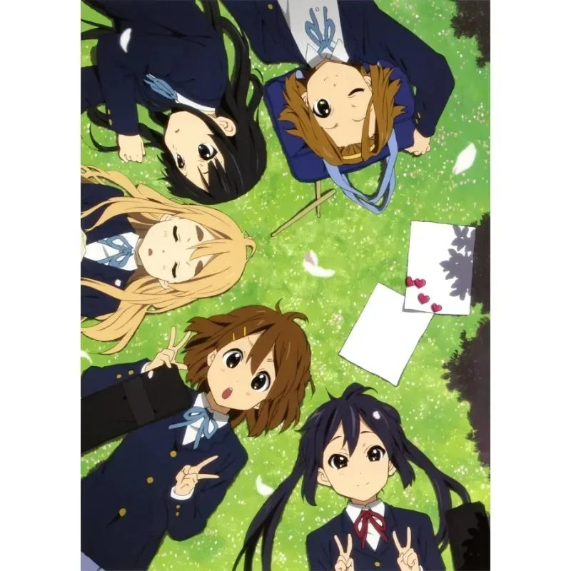 Japan Classic Anime Music K-On! Poster Print Cute Beautiful Girl Band HD 4K Canvas Painting Wall Art Home Living Room Decorative