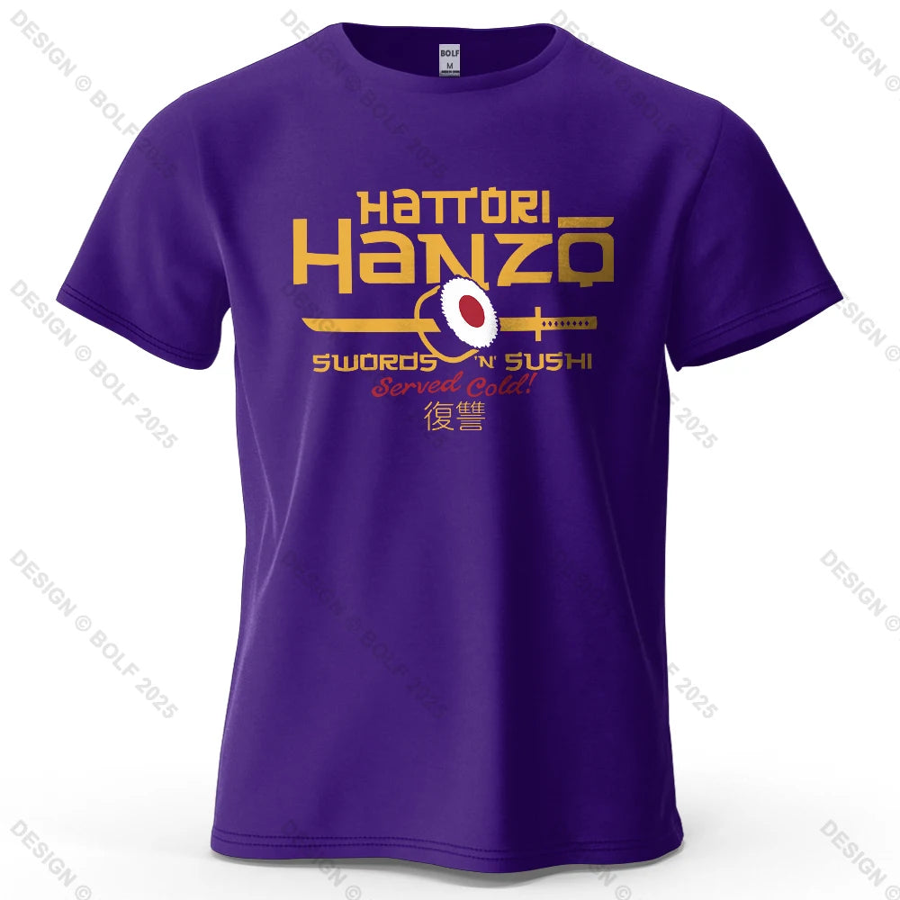 Hattori Hanzo Printed Men's T-Shirt 100% Cotton Oversized Anime Fashion Graphic Tees for Women Tops Streetwear Cultural Apparel