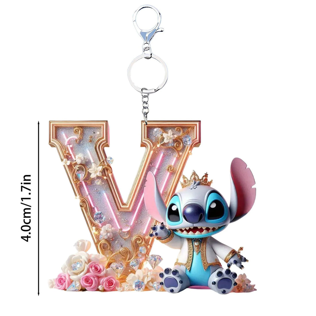 Acrylic flat 2D Stitch 26 English letters Pendant Keychain Rearview Mirror Pendant Birthday Cake Ornament Gift Animation