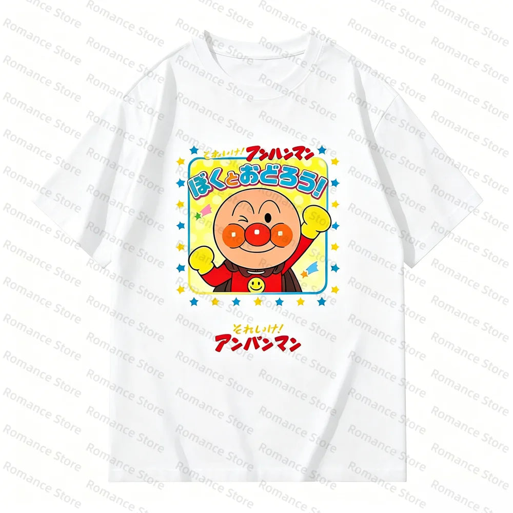 Anpanman All Friends Group Print T-shirt Men's Shirt Women t-shirt Anime Short Sleeve Tees Casual Summer Daily Wear Cartoon Tops