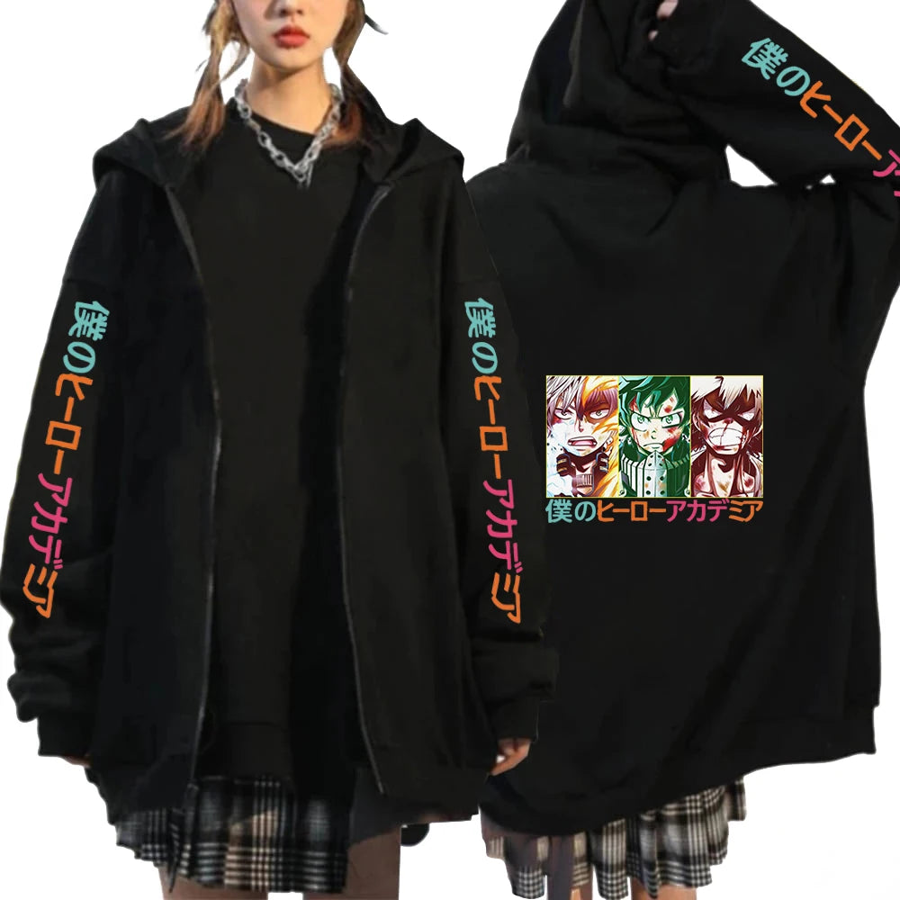 Anime Clothes My Hero Academia Shoto Todoroki Bakugou Deku Graphic Anime Hoodies Unisex Zip Up Hoodies Sweatshirts Anime Jackets