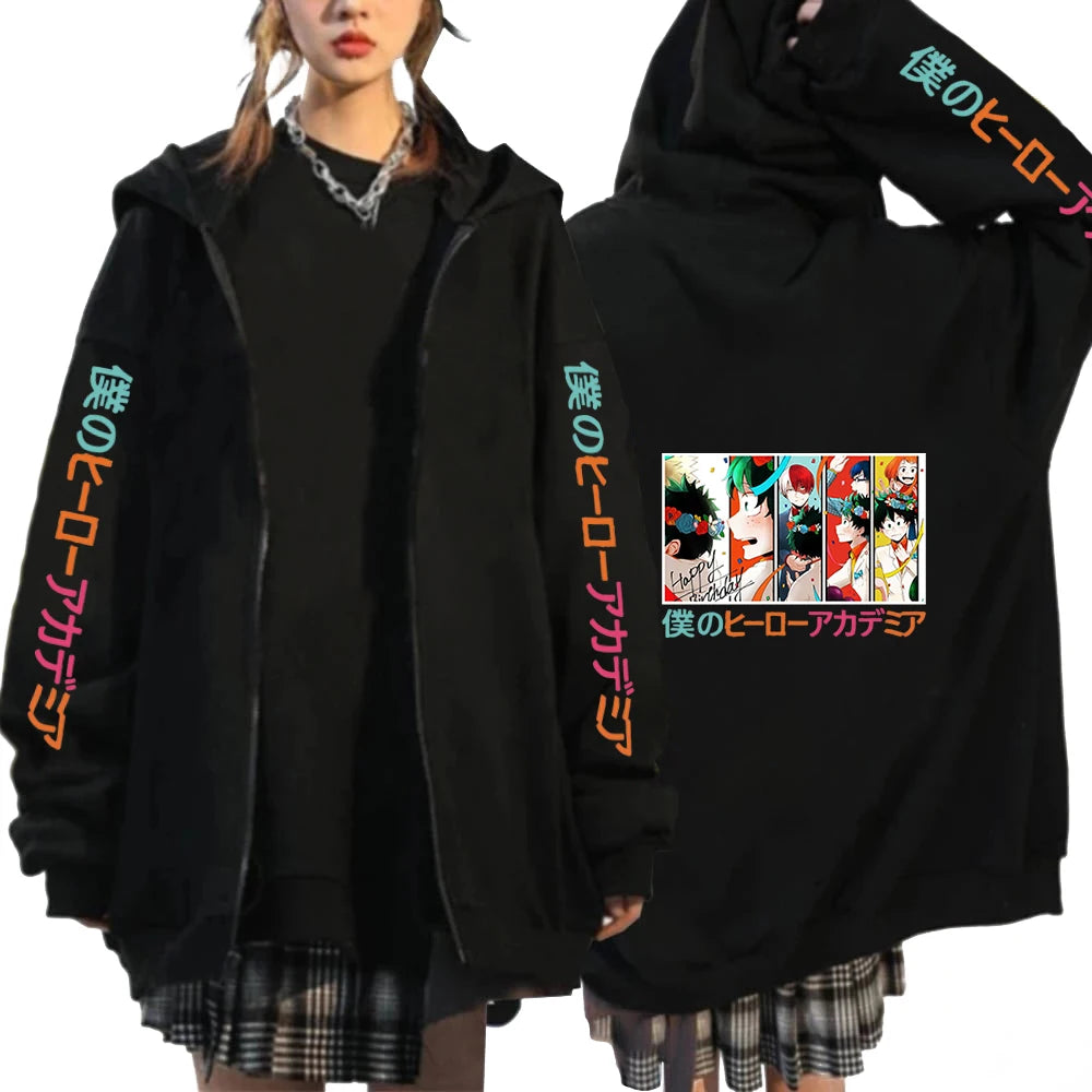 Anime Clothes My Hero Academia Shoto Todoroki Bakugou Deku Graphic Anime Hoodies Unisex Zip Up Hoodies Sweatshirts Anime Jackets