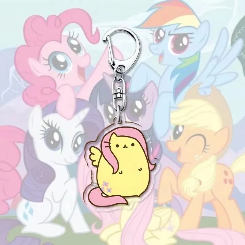 1pcs My Little Pony Keychain acrylic Pendant Anime Keyring Cartoon Decorative Pendants
