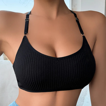 Sexy Women Underwear Backless Ribbed Bras Female Brassiere Breathable Camisole New Fashion Lingerie Solid Wireless Ladies Bras