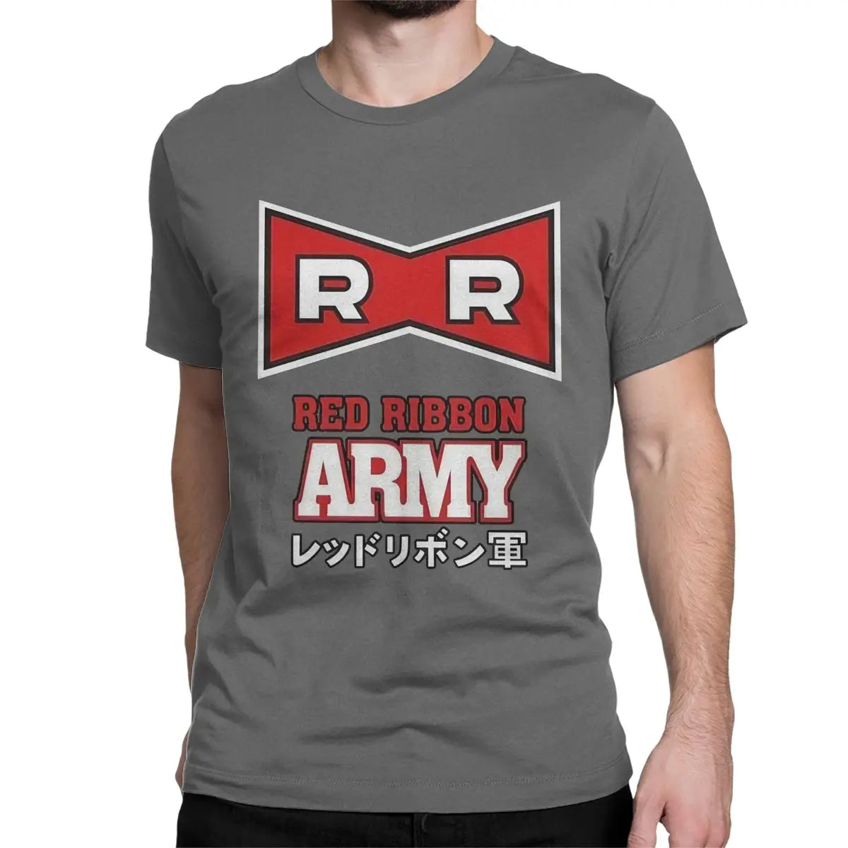 Logo Anime T Shirt for Men Women Cotton Novelty T-Shirts Round Neck Red Ribbon Army Tees Short Sleeve Clothing Summer