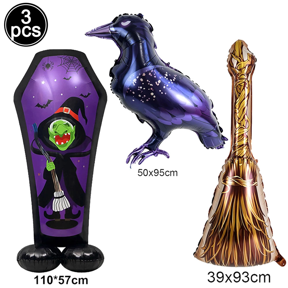 Large Halloween Standing Foil Balloons Haunted House Castle Skull Coffin Witch Mylar Balloon Halloween Party Decoration Balloon