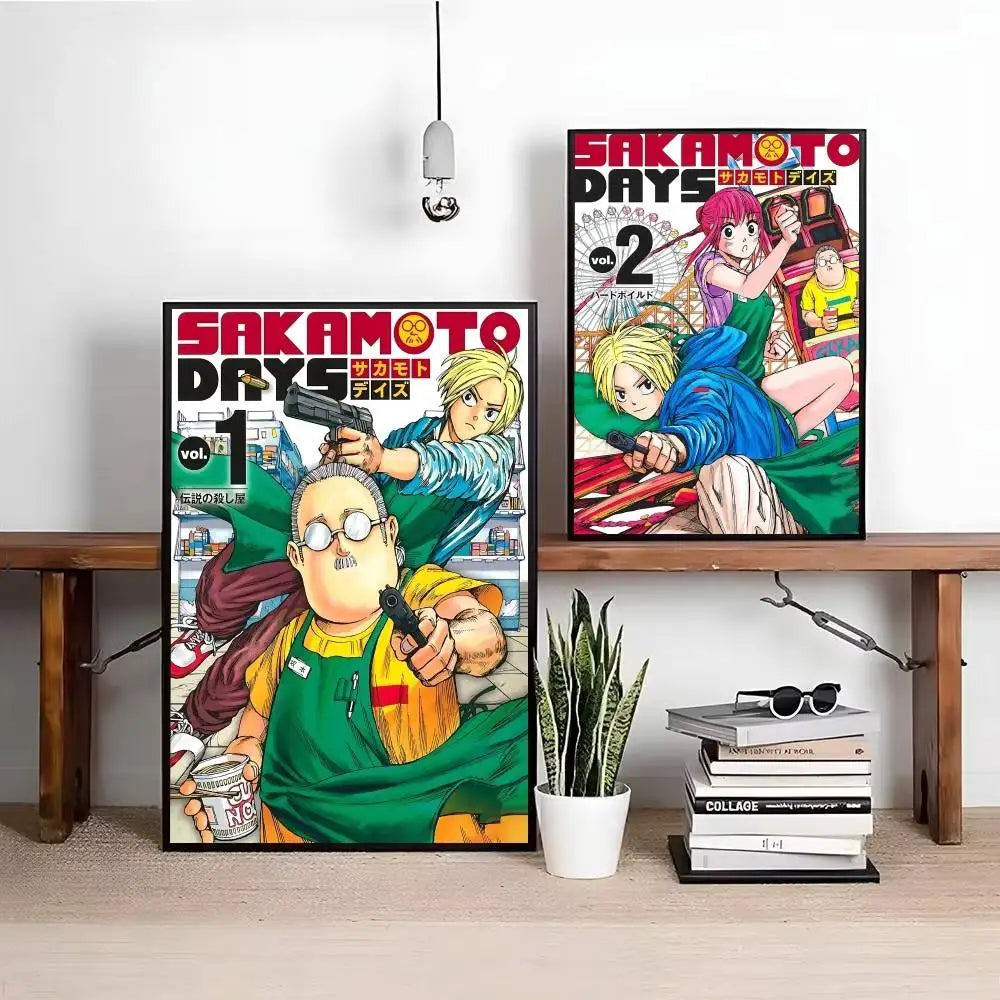 Popular Japanese Anime S-SAKAMOTO D-DAYS Manga Posters Fancy Wall Sticker for Living Room Bar Decoration Wall Decor