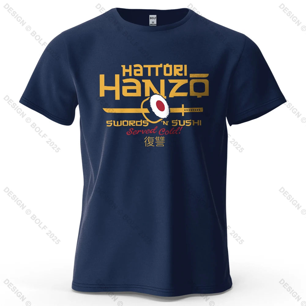 Hattori Hanzo Printed Men's T-Shirt 100% Cotton Oversized Anime Fashion Graphic Tees for Women Tops Streetwear Cultural Apparel