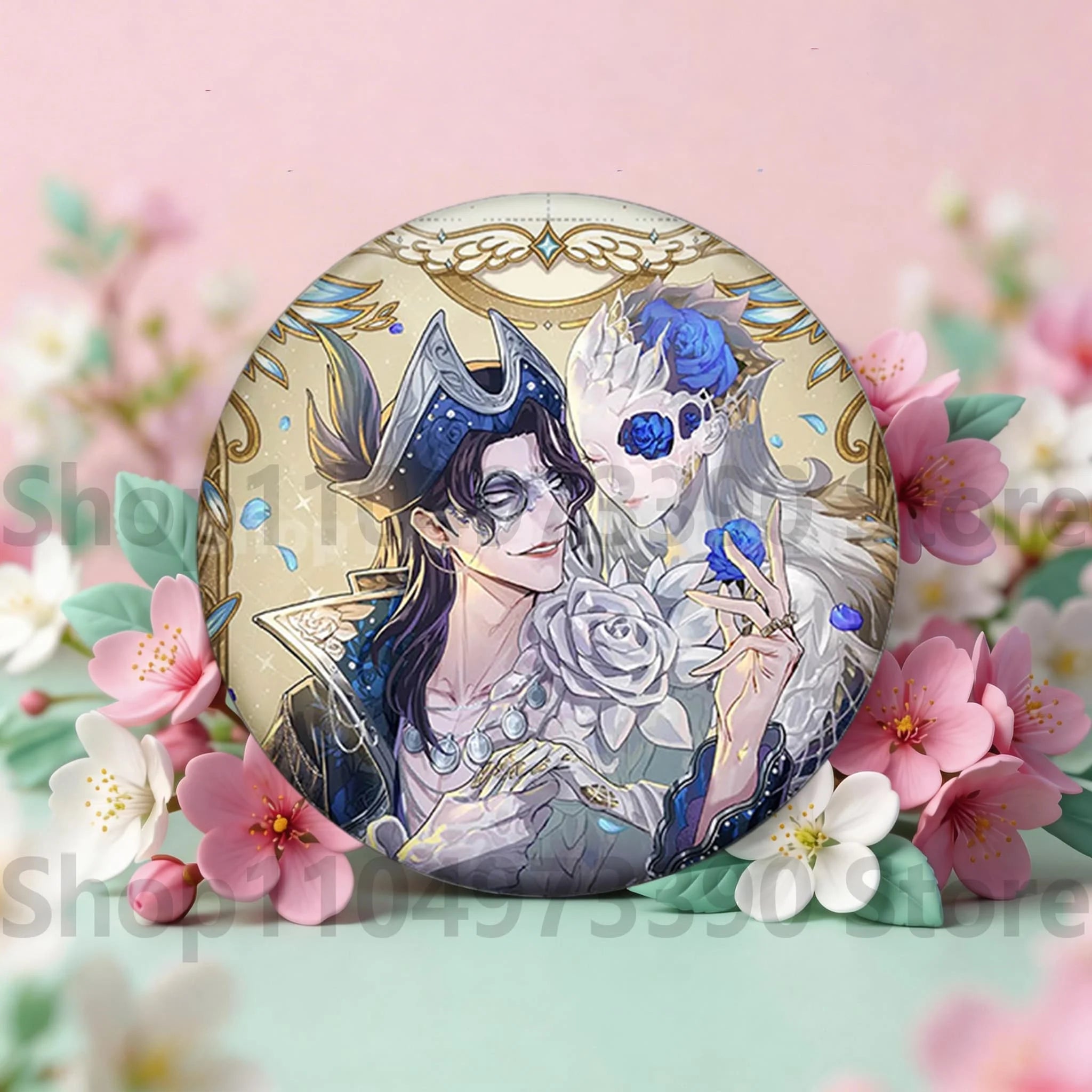 Anime Game Identity V Badge Michiko Hastur Fiona Gilman Joseph Desaulniers Round Button Pins for Schoolbag Cosplay Brooch Gift