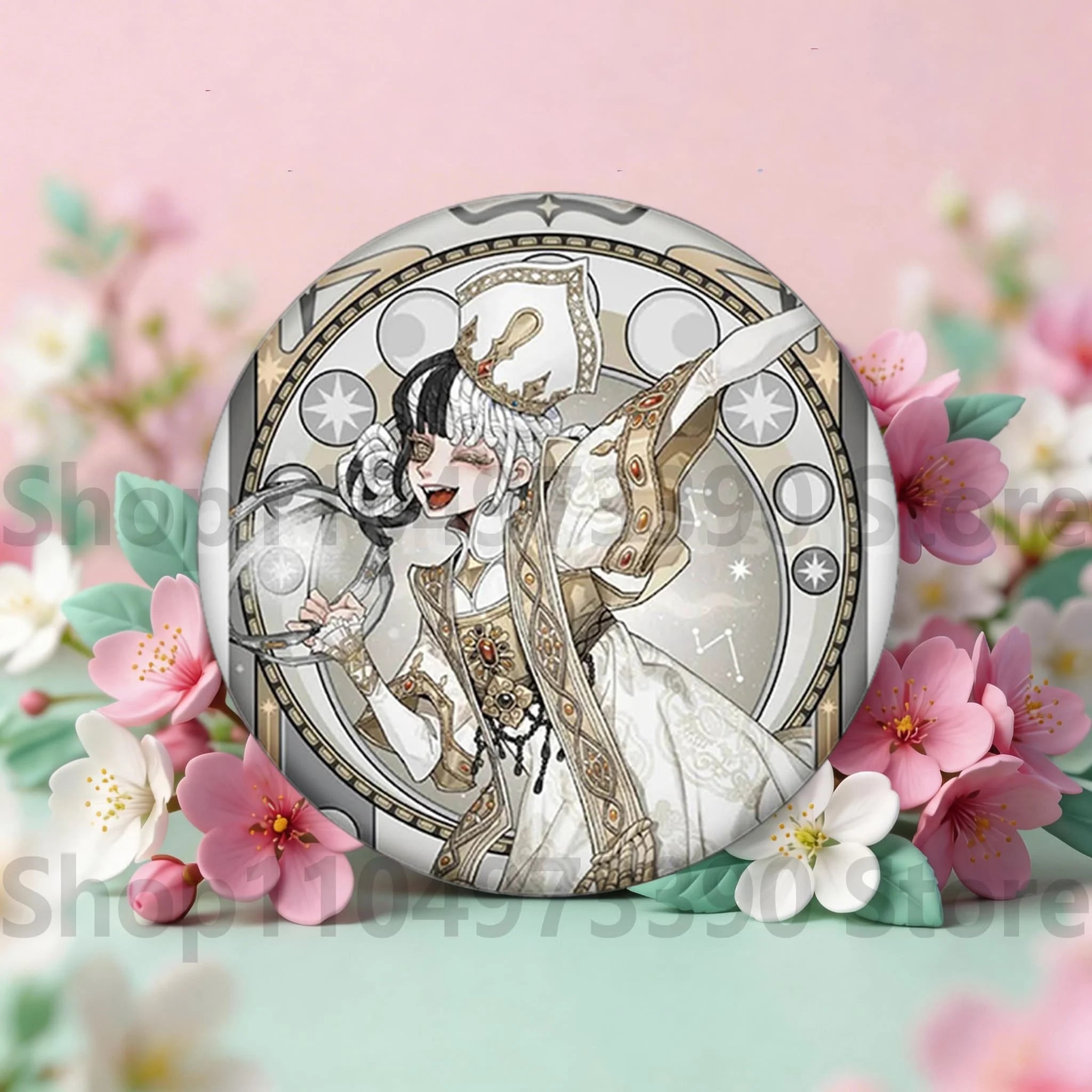 Anime Game Identity V Badge Michiko Hastur Fiona Gilman Joseph Desaulniers Round Button Pins for Schoolbag Cosplay Brooch Gift