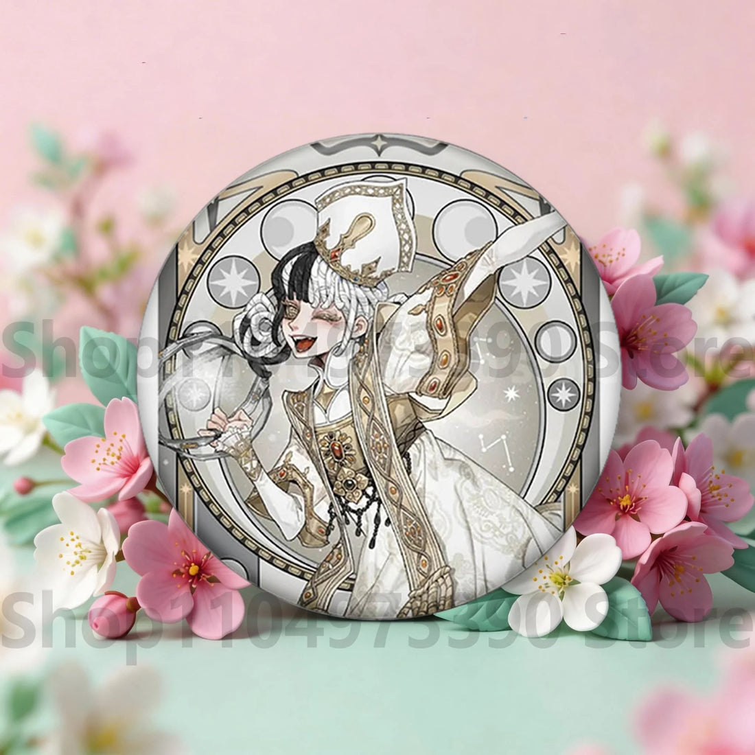 Anime Game Identity V Badge Michiko Hastur Fiona Gilman Joseph Desaulniers Round Button Pins for Schoolbag Cosplay Brooch Gift