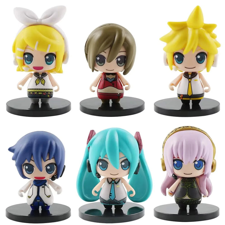 Anime Q Version Figurines – Kagamine Rin, MEIKO, Kagamine Len, KAITO, Hatsune Miku, Megurine Luka | Collectible Set