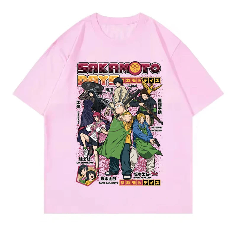 2025 New Design Anime T-shirts Sakamoto Days Short Sleeve Retro Tops Tees Streetwear Men Clothing Sakamoto Days Summer T-shirt
