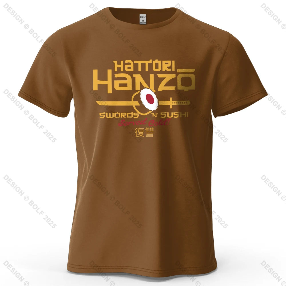 Hattori Hanzo Printed Men's T-Shirt 100% Cotton Oversized Anime Fashion Graphic Tees for Women Tops Streetwear Cultural Apparel