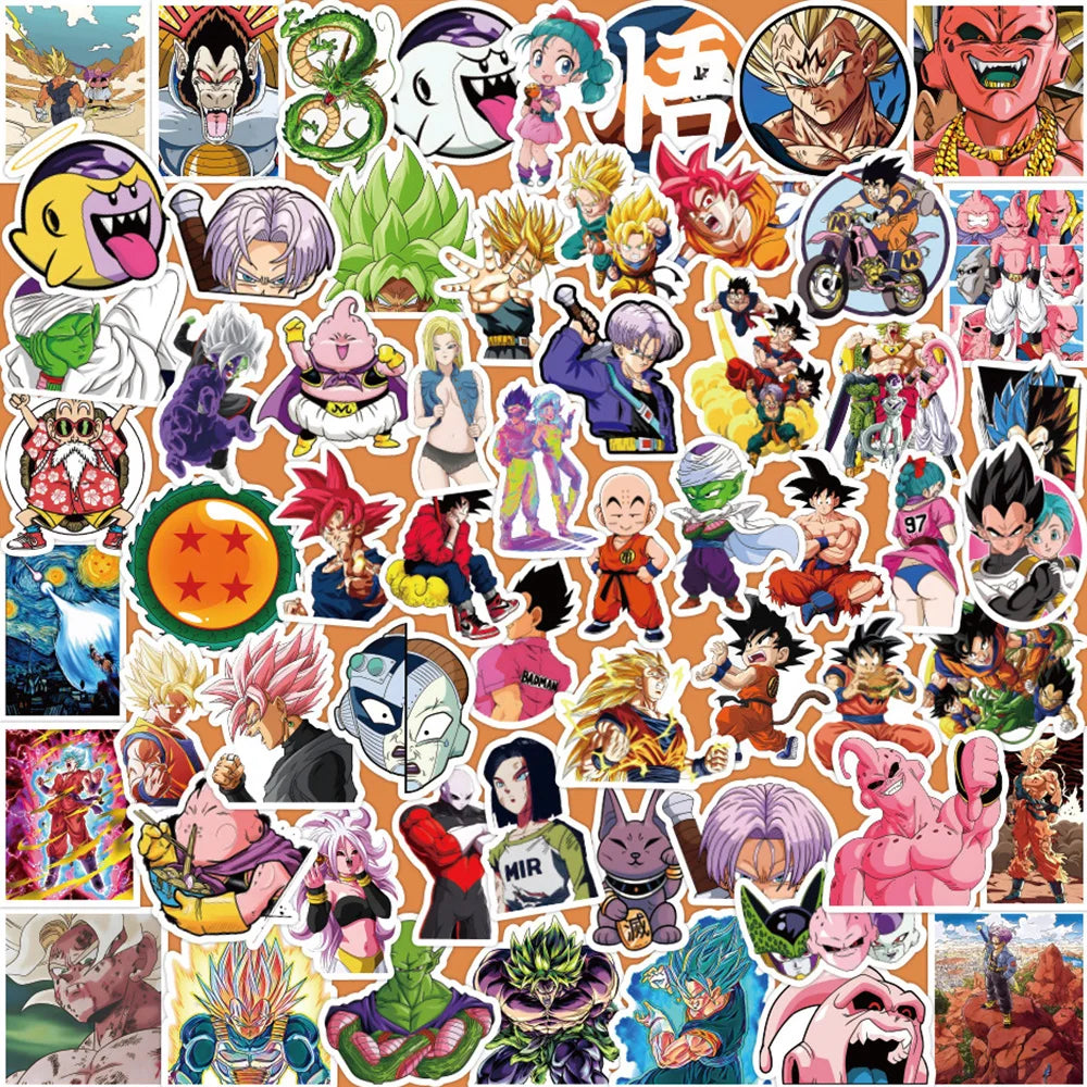 50/100pcs Cool Anime Dragon Ball Stickers for Kids Toys Son Goku Cartoon Decals DIY Skateboard Laptop Motorcycle Sticker Packs