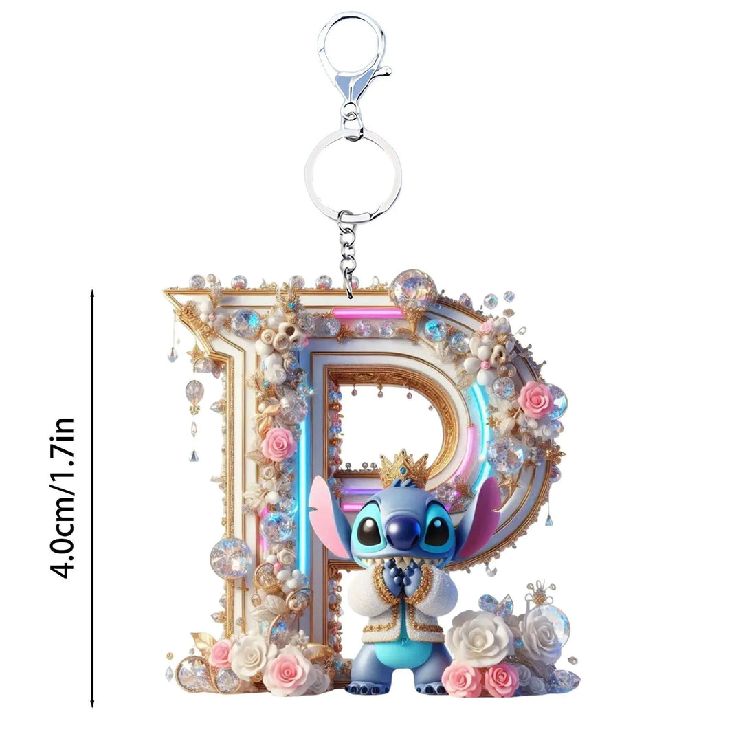 Acrylic flat 2D Stitch 26 English letters Pendant Keychain Rearview Mirror Pendant Birthday Cake Ornament Gift Animation