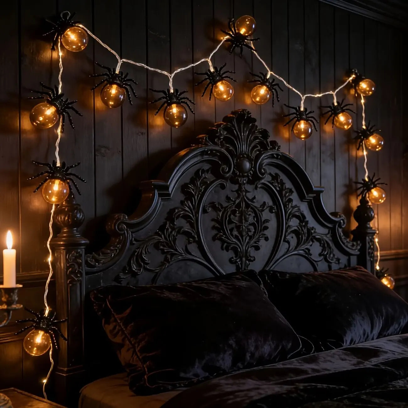 10LED Spider String Lights Halloween Decorations Battery Powered Fairy Lights for Party Haunted House Indoor Outdoor