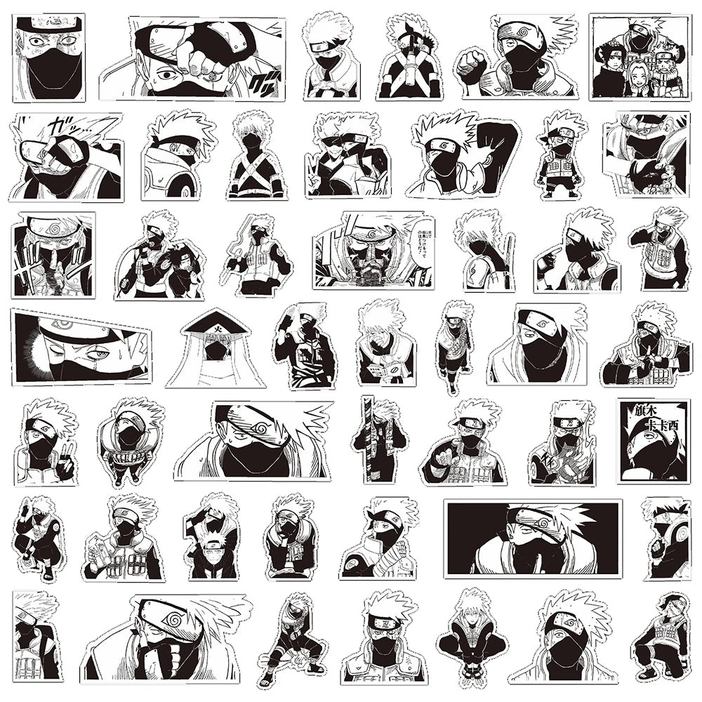 10/30/75pcs Anime NARUTO Hatake Kakashi Stickers Cool Black and White Graffiti Sticker DIY Phone Laptop Skateboard Cartoon Decal