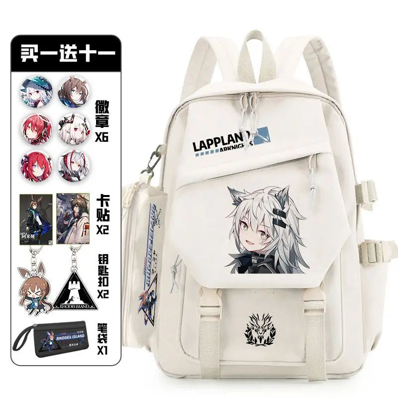 Arknights Backpack with Pain Pack Badge Set Anime Bag Teenagers Schoolbag Students Book Travel Bag Girl Boy Cosplay