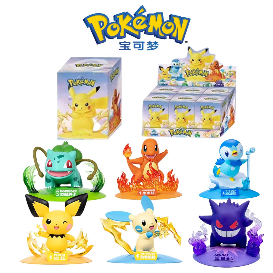 12 style Pok é mon Action Dolls Pikachu Blind Box Anime Models Desktop Decorations Pok é mon Toys Children's Birthday Gifts