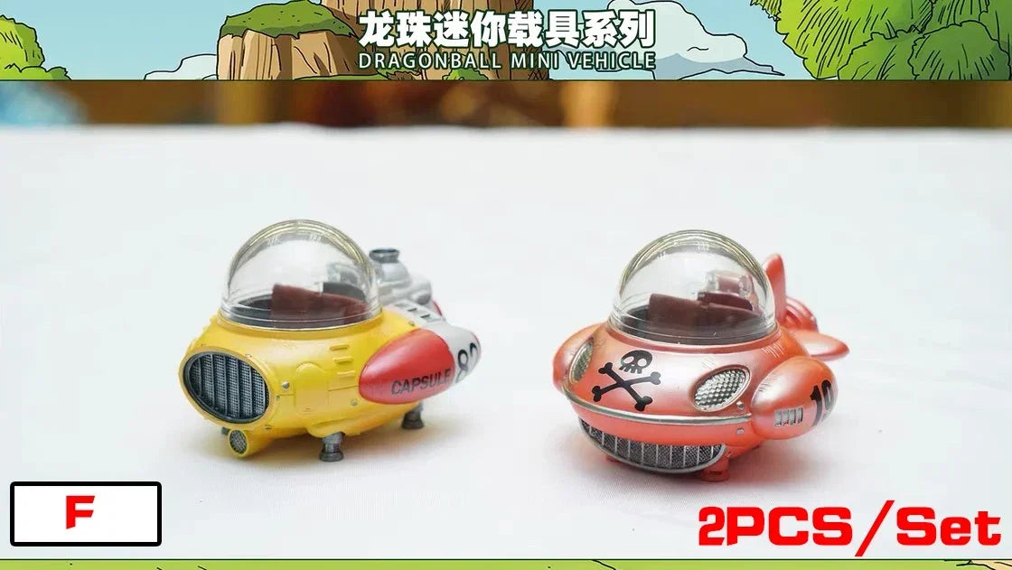 10cm/3.93in Anime Dragon Ball Z 2pcs/set Capsule Spaceship Vegeta Goku space pod Figure PVC Goku Collectible Model Toys Gifts
