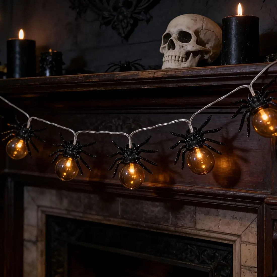 10LED Spider String Lights Halloween Decorations Battery Powered Fairy Lights for Party Haunted House Indoor Outdoor