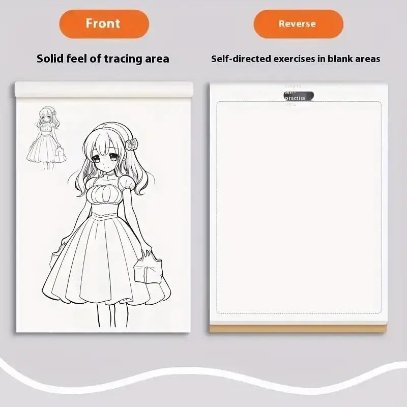 48Pages Anime Character Line Art Drawing Book Simple Hand Drawn Outlines Sketch Book For Beginners Tracing & Painting Practice