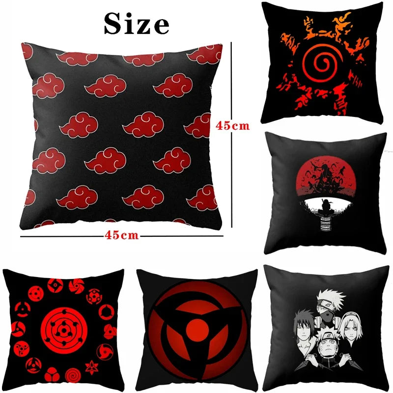 Anime Naruto Printed Pillow Case Red Cloud Uchiha Itachi Action Figures Square Pillow Covers Cushion Sofa Decor Cover Toys Gift