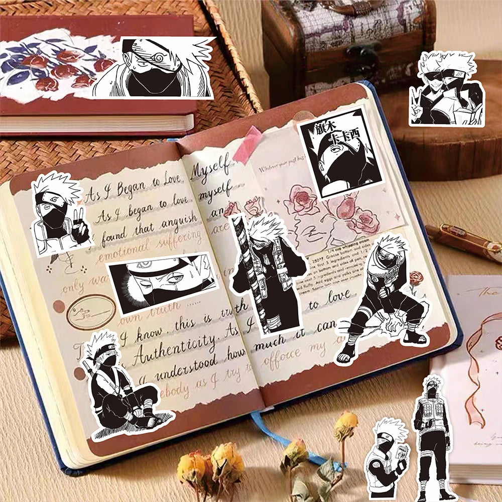 10/30/75pcs Anime NARUTO Hatake Kakashi Stickers Cool Black and White Graffiti Sticker DIY Phone Laptop Skateboard Cartoon Decal