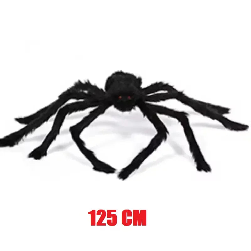Halloween Big Plush Spider Horror Halloween Decoration Party Prop Outdoor Giant Spider Decor 30-200cm Chamber Prank Black Spider