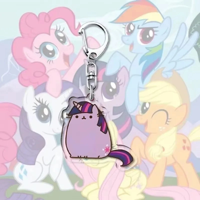1pcs My Little Pony Keychain acrylic Pendant Anime Keyring Cartoon Decorative Pendants