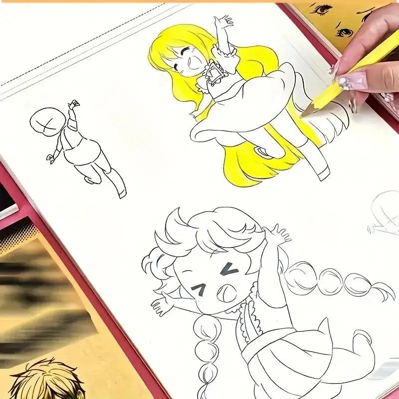 48Pages Anime Character Line Art Drawing Book Simple Hand Drawn Outlines Sketch Book For Beginners Tracing & Painting Practice
