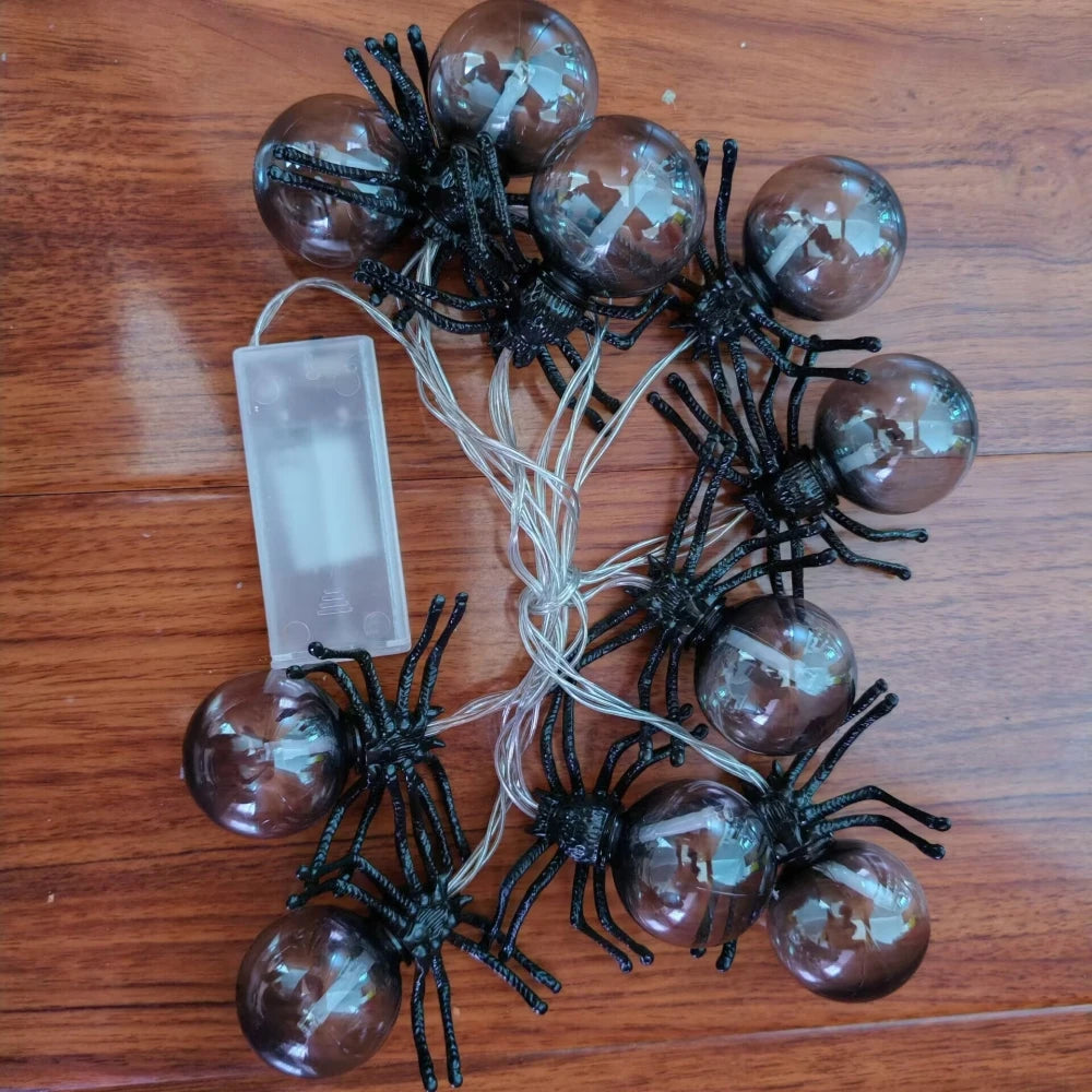 10LED Spider String Lights Halloween Decorations Battery Powered Fairy Lights for Party Haunted House Indoor Outdoor