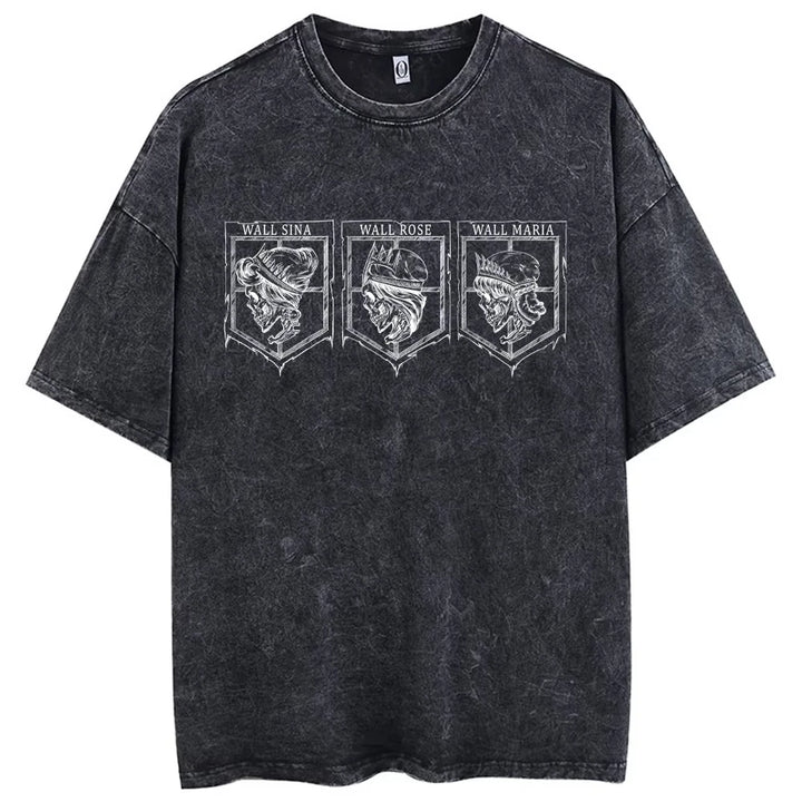 2026 Anime Attack on Titan Eren Jaeger Printed T-shirt Men's and Women's Washed T-shirts High Quality Vintage 100% Cotton Top