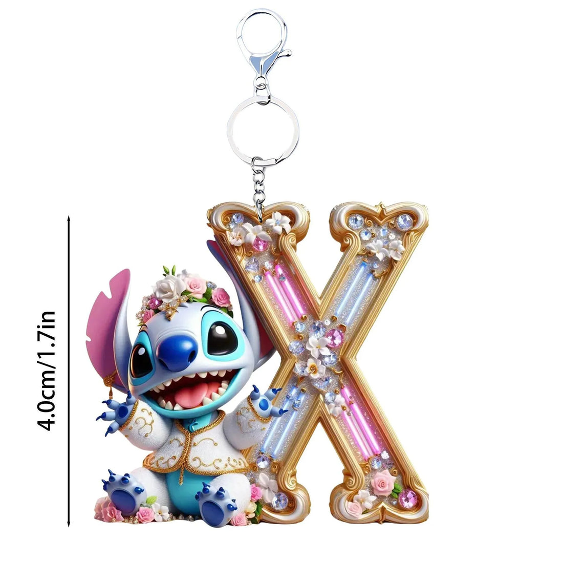 Acrylic flat 2D Stitch 26 English letters Pendant Keychain Rearview Mirror Pendant Birthday Cake Ornament Gift Animation