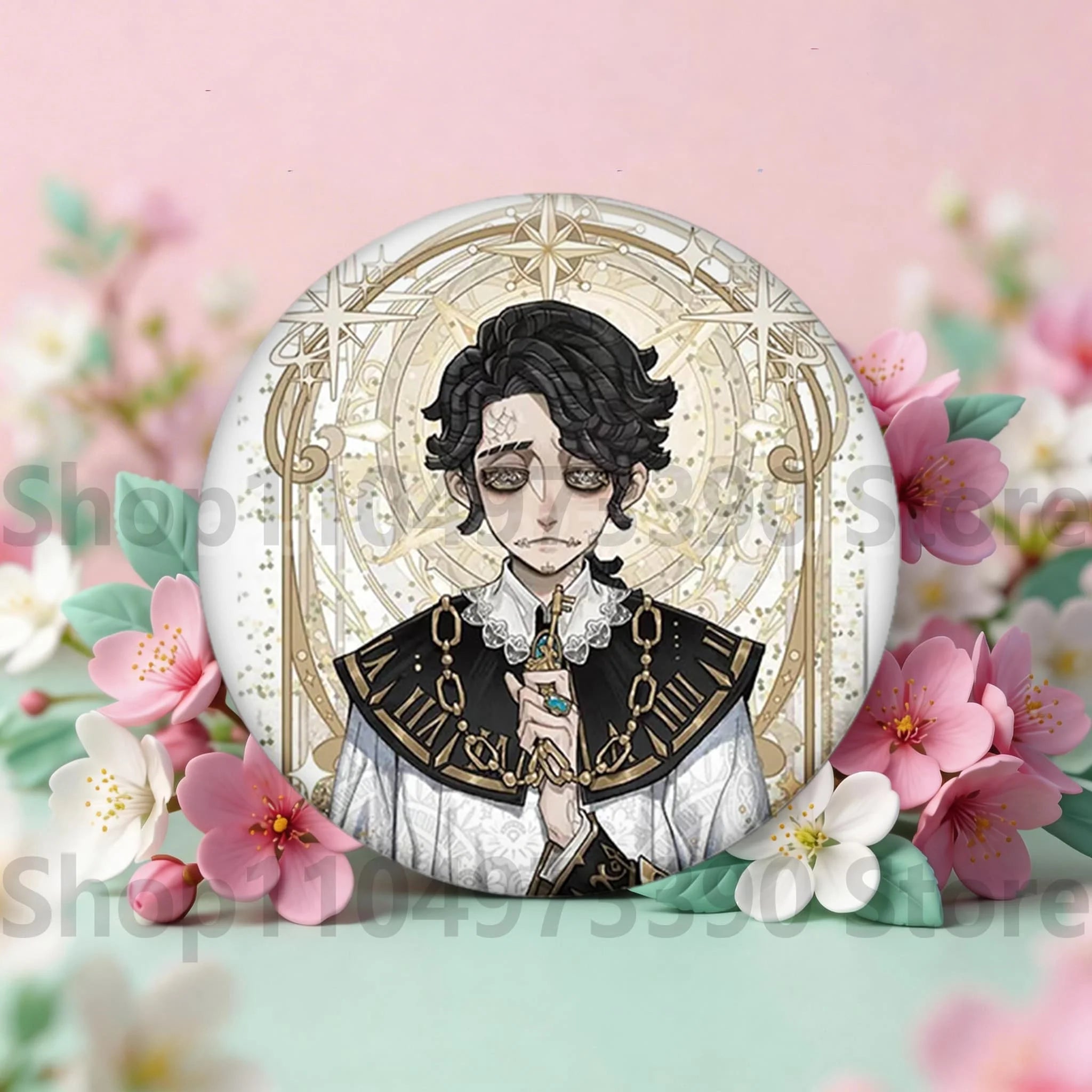 Anime Game Identity V Badge Michiko Hastur Fiona Gilman Joseph Desaulniers Round Button Pins for Schoolbag Cosplay Brooch Gift