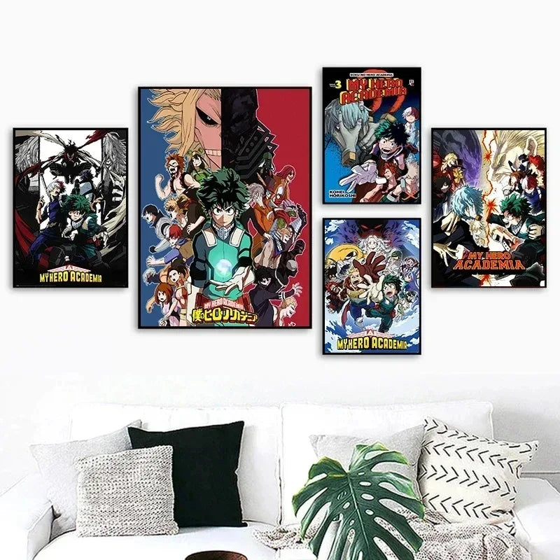 Japanese Anime My-Hero-Academia Poster Cartoon Manga Canvas Painting Wall Art Pictures Home Kids Room Decor Gift