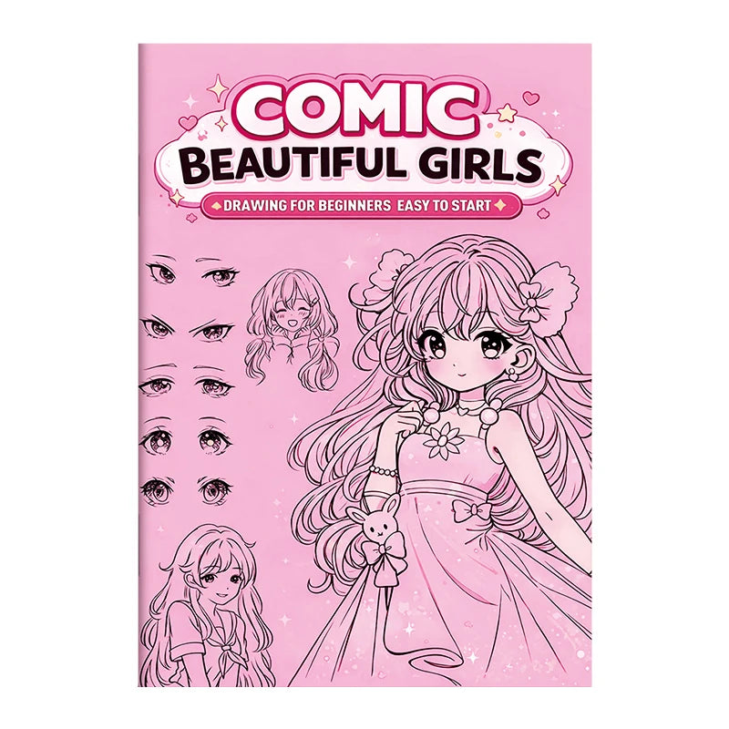 Cute Anime Girl Line Drawing Album, 32-Page Exquisite Sketching and Tracing Book, Manga Coloring Book, Suitable for Beginners, Featuring Various Anime Characters, for Practicing Tracing, Hand-Drawn Outlines, and Coloring, Sui