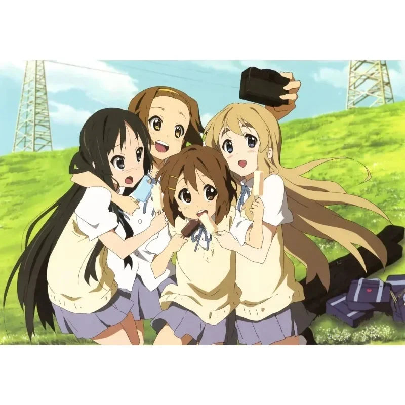 Japan Classic Anime Music K-On! Poster Print Cute Beautiful Girl Band HD 4K Canvas Painting Wall Art Home Living Room Decorative