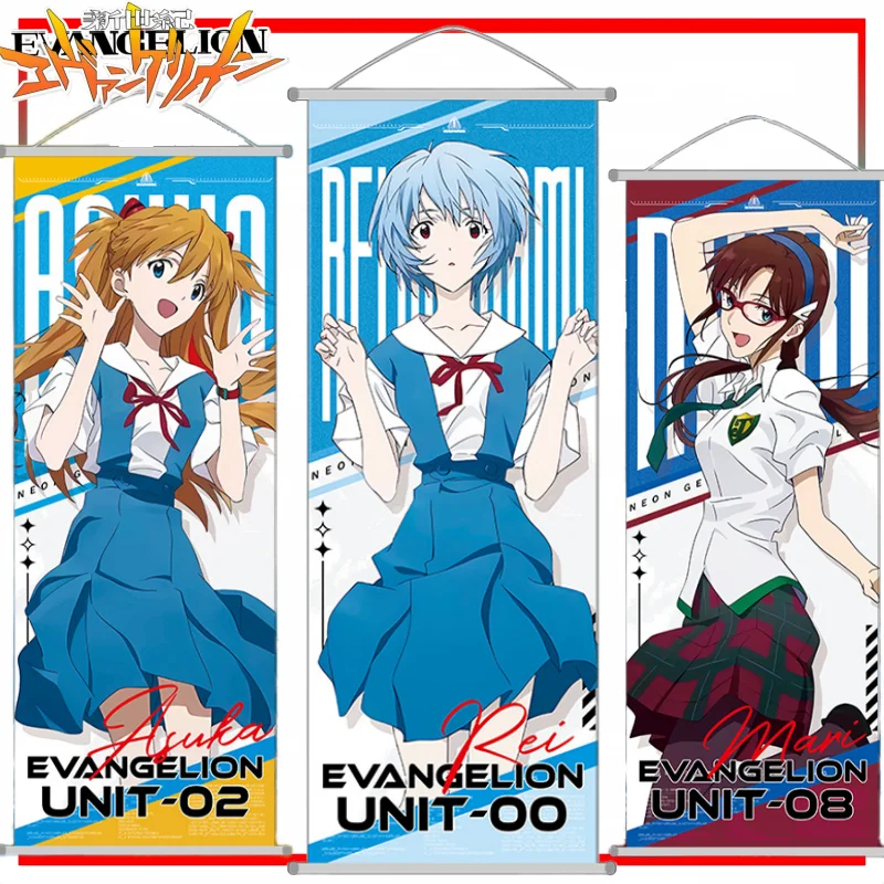 Neon Genesis Evangelion Long Scroll Wall Art Cartoon Ayanami Rei Scroll Artwork Anime Merchandise Room Decoration Holiday Gift