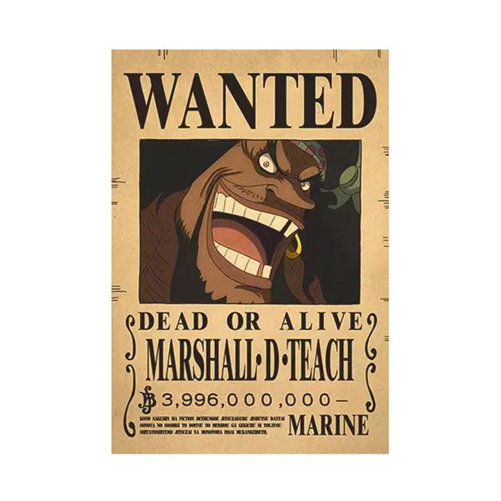 New Anime One Piece Luffy 3 Billion Bounty Wanted Posters Four Emperors Kid Action Figures Vintage Wall Decoration Poster Toys